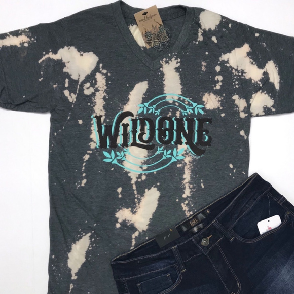 Southern Bliss Company Tops - Wild One Bleached Graphic Tee